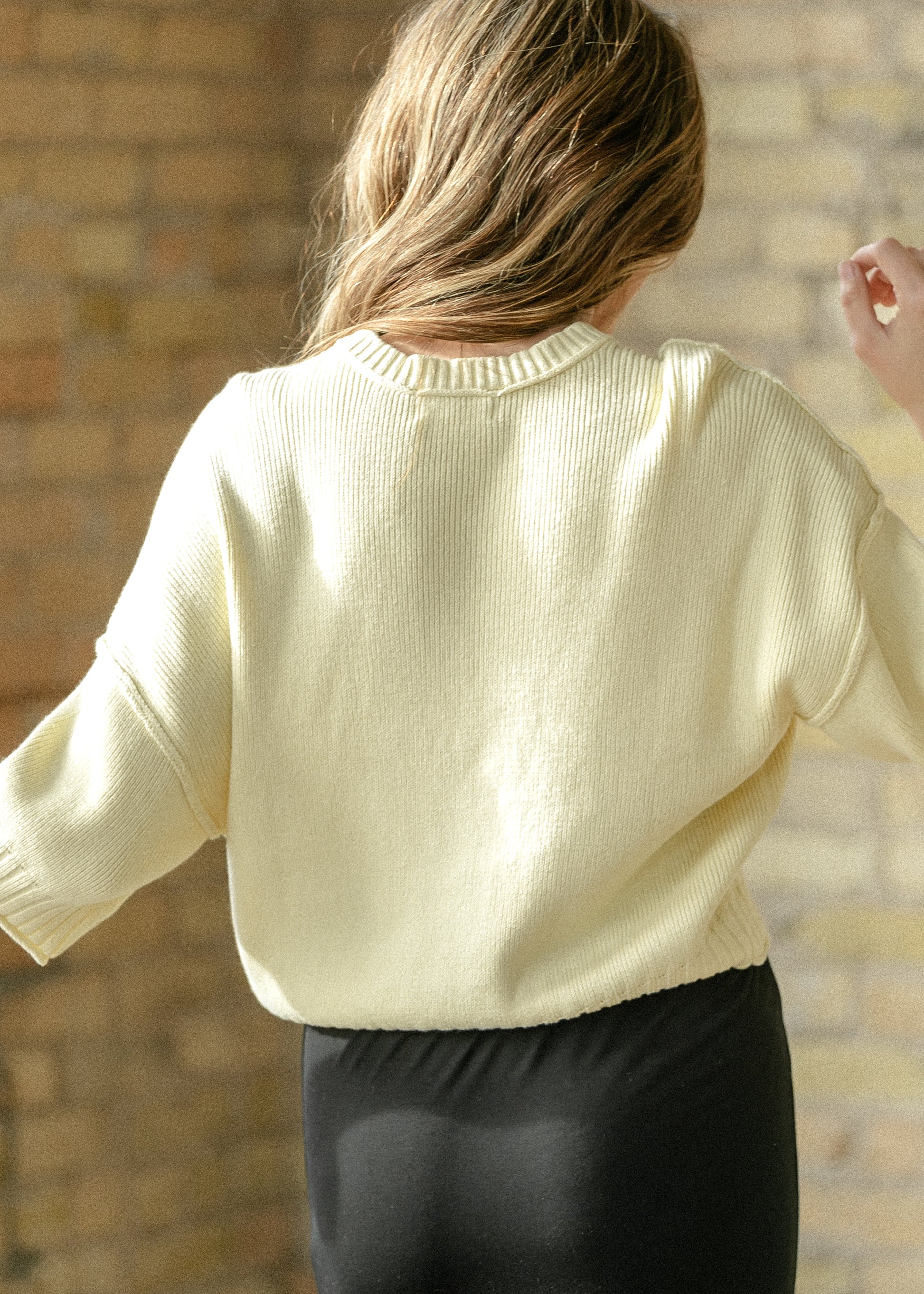 Rolled Hem Drop Shoulder Knit Top FF Tops