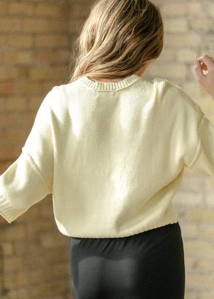 Rolled Hem Drop Shoulder Knit Top FF Tops