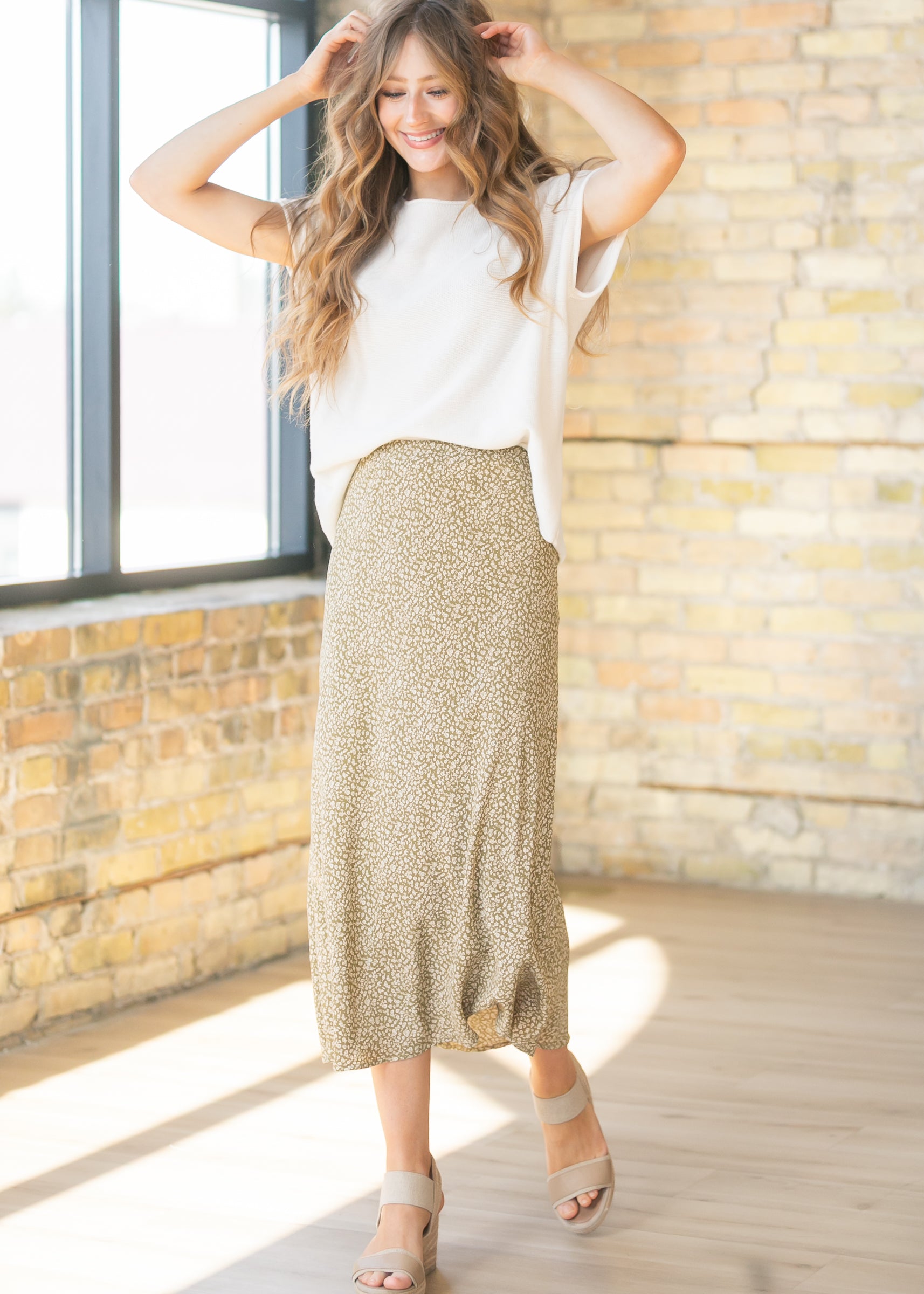 Rolled Seam Knit Sweater Tee FF Tops