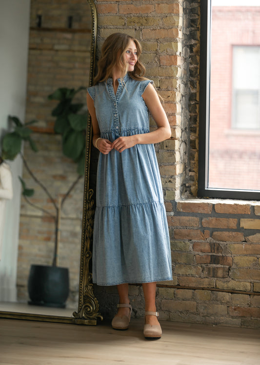 Roman Chambray Midi Dress IC Dresses