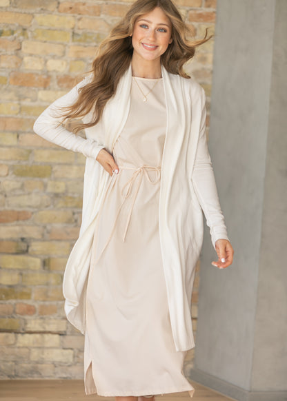 Romy Blush Cream Self-Tie Midi Dress IC Dresses
