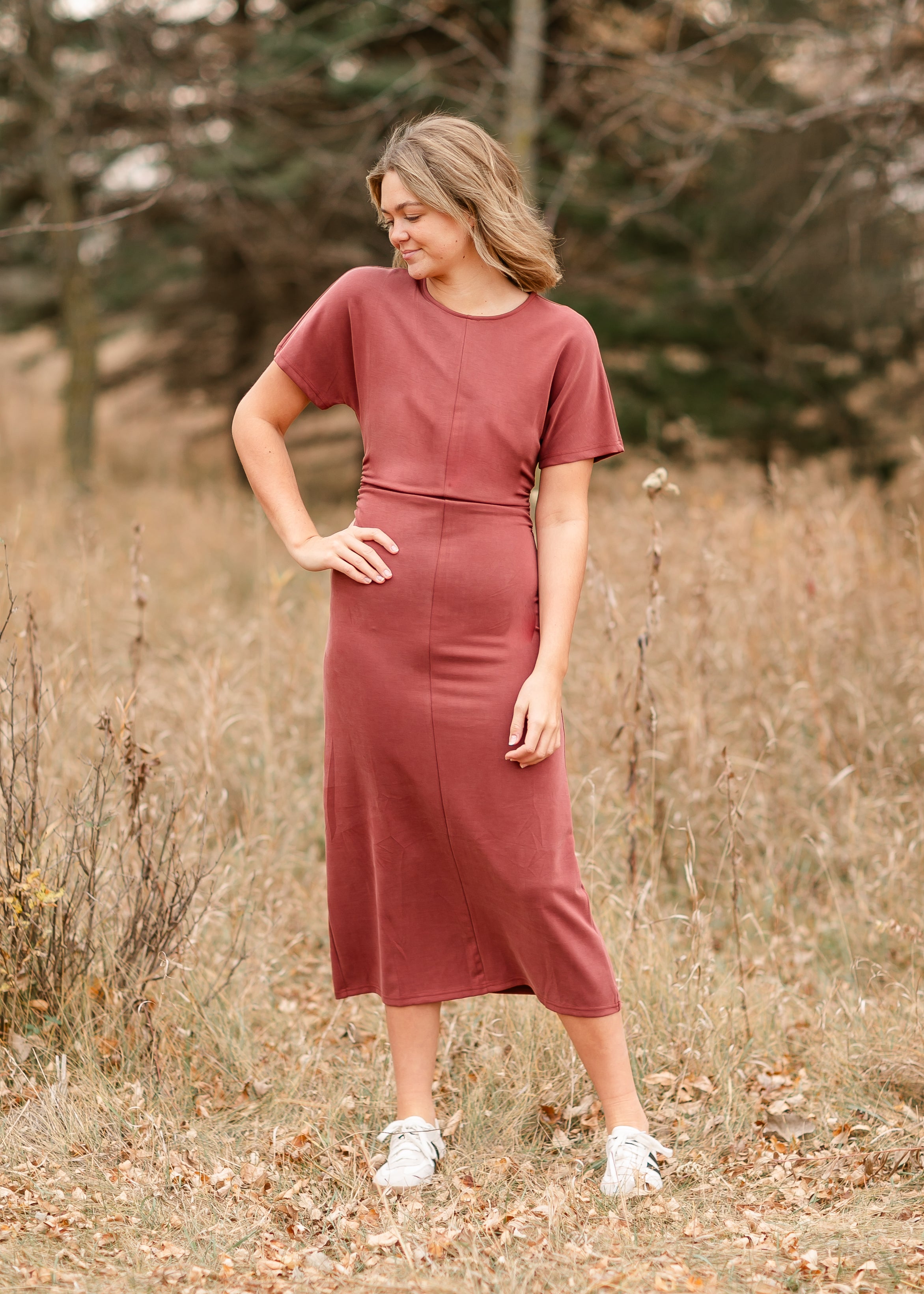 Rosabella Side Shirred Long Dress