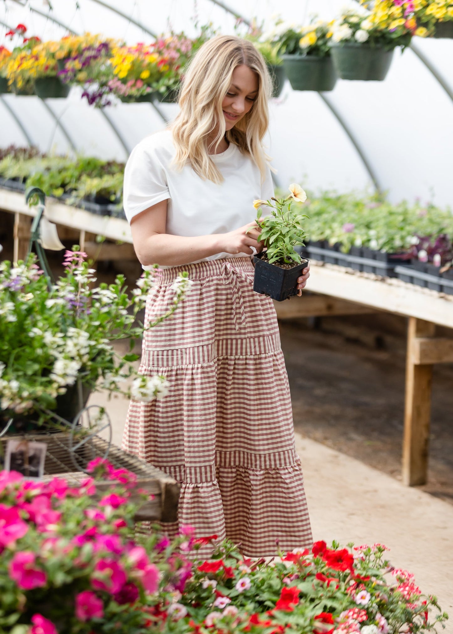 Rose Checkered Midi Skirt - FINAL SALE FF Skirts