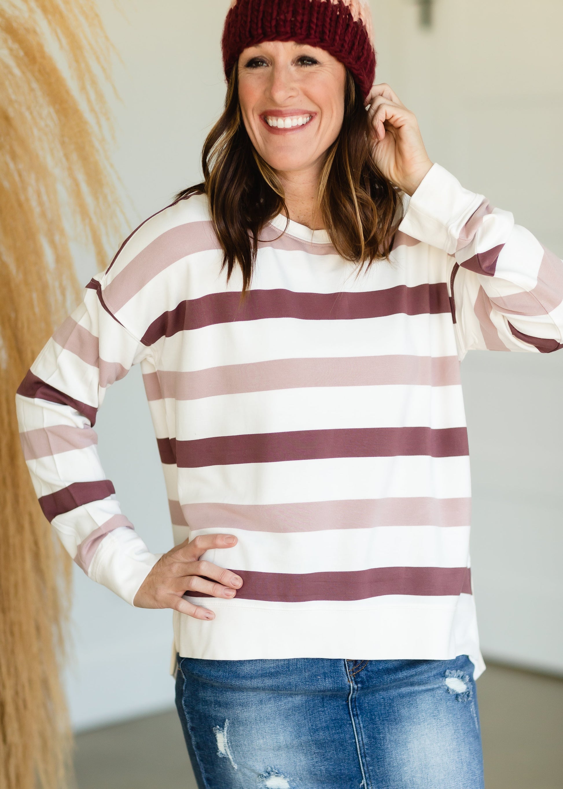 Rose Dust Striped Palila Top - FINAL SALE FF Tops
