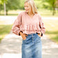 Rose V-Neck Tiered Hoodie - FINAL SALE FF Tops