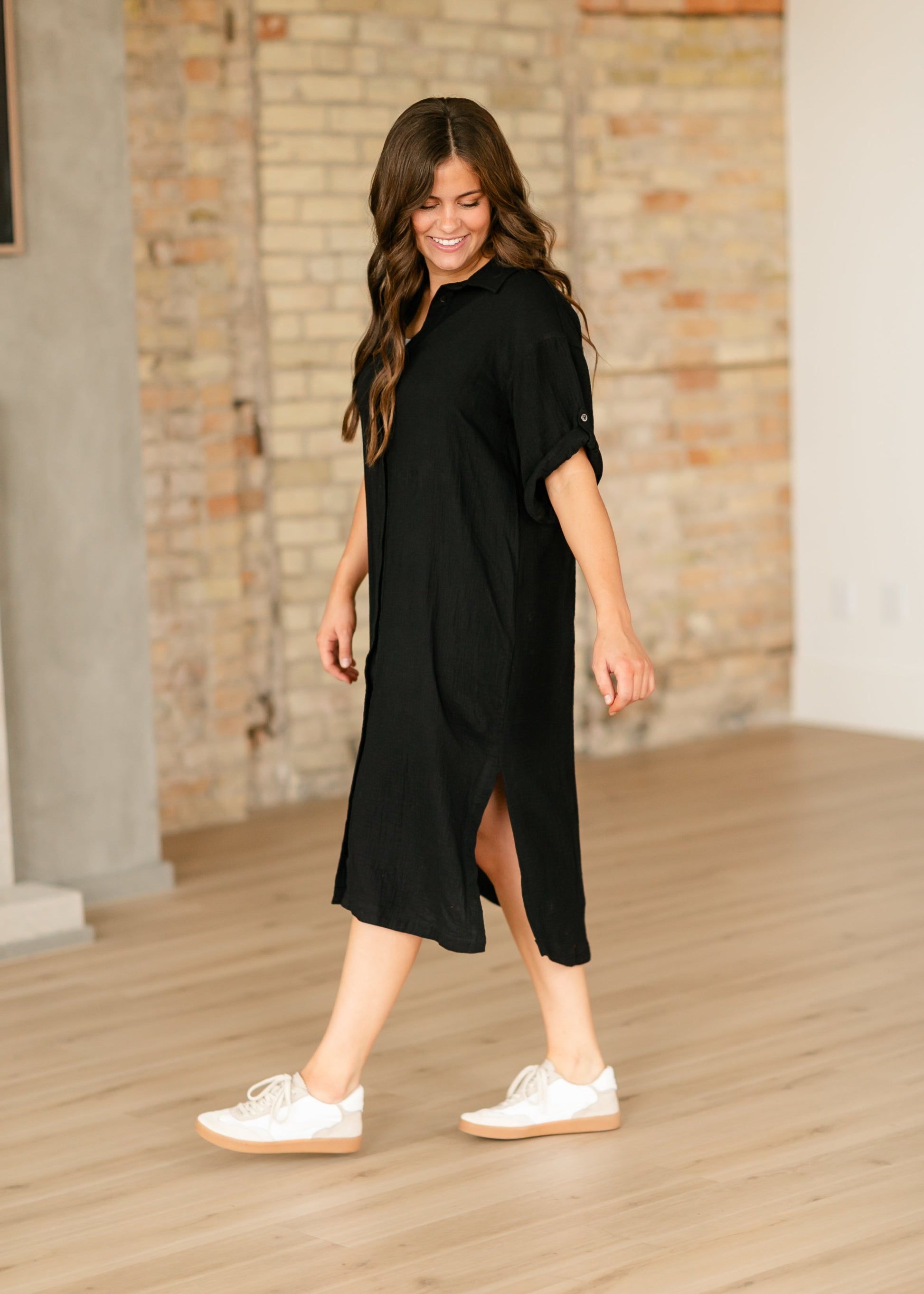 cotton gauze button down dress Cmfcve Cotton Gauze Dresses for Women Casual Summer Maxi Dress with Sleeves Trendy V Neck Button Down Loose Fit Dress with Pockets, Women's, Size: 2XL