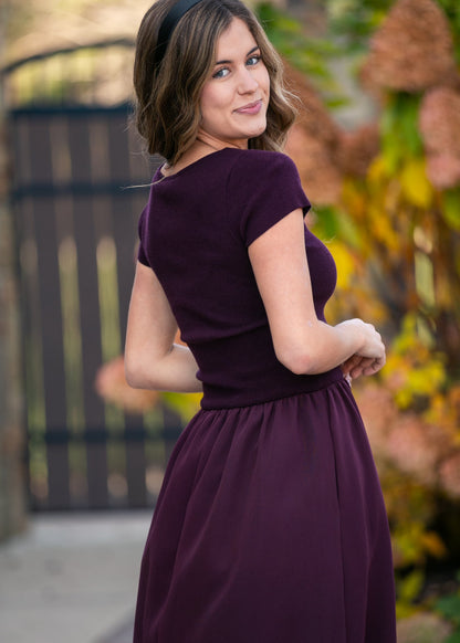 Round Neck Knit Mix Maxi Dress FF Dresses