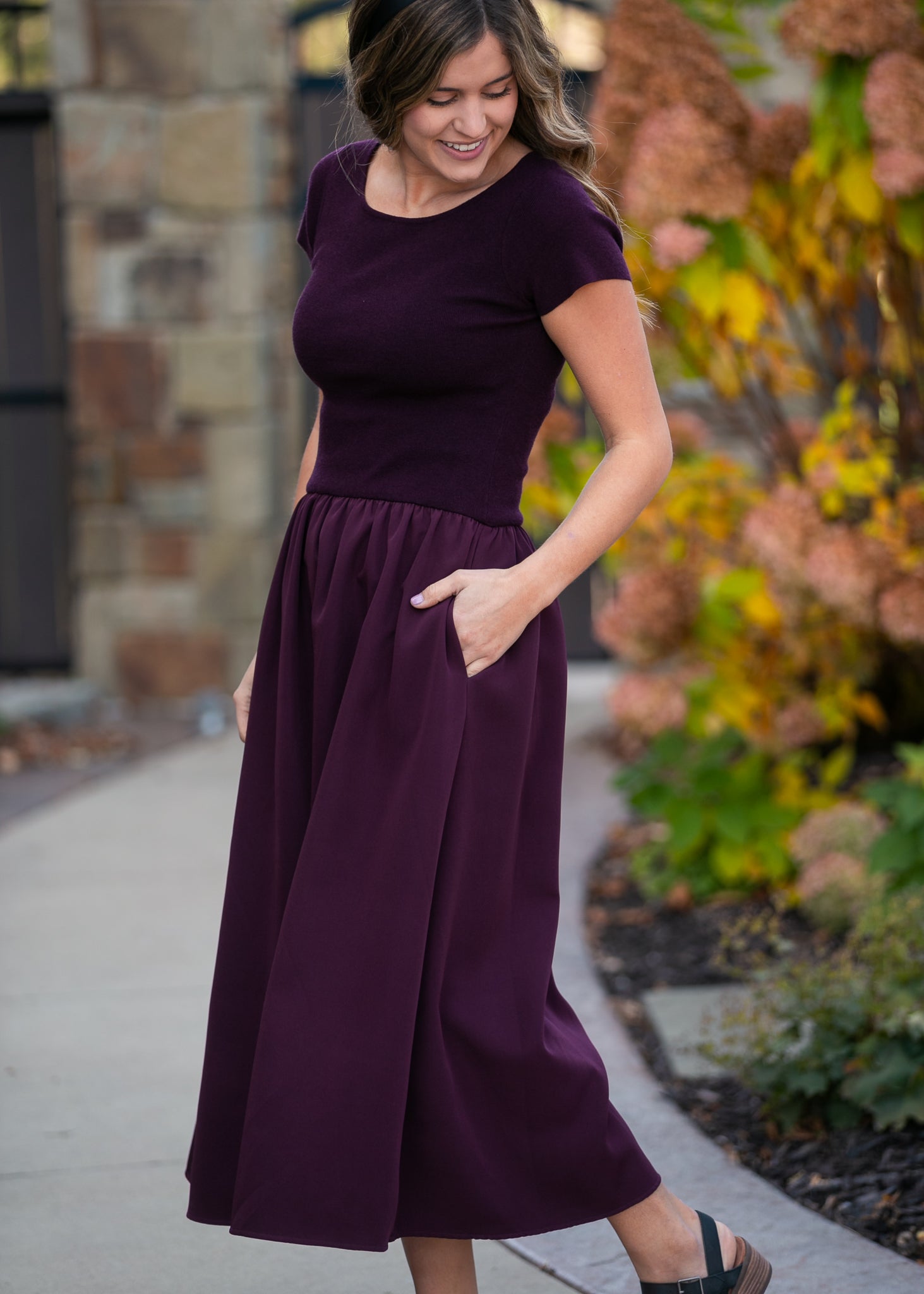 Round Neck Knit Mix Maxi Dress FF Dresses