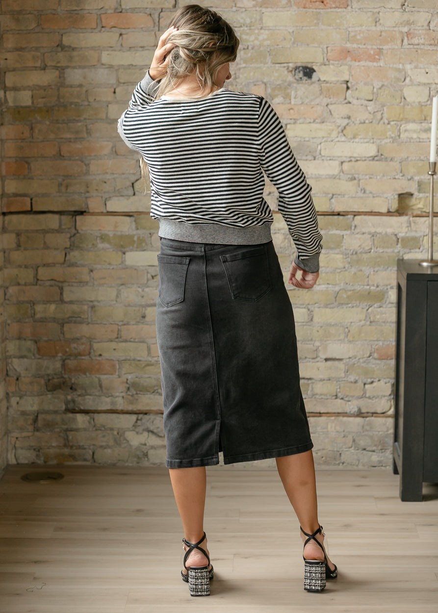 Round Neck Long Sleeve Striped Cardigan FF Layering Essentials