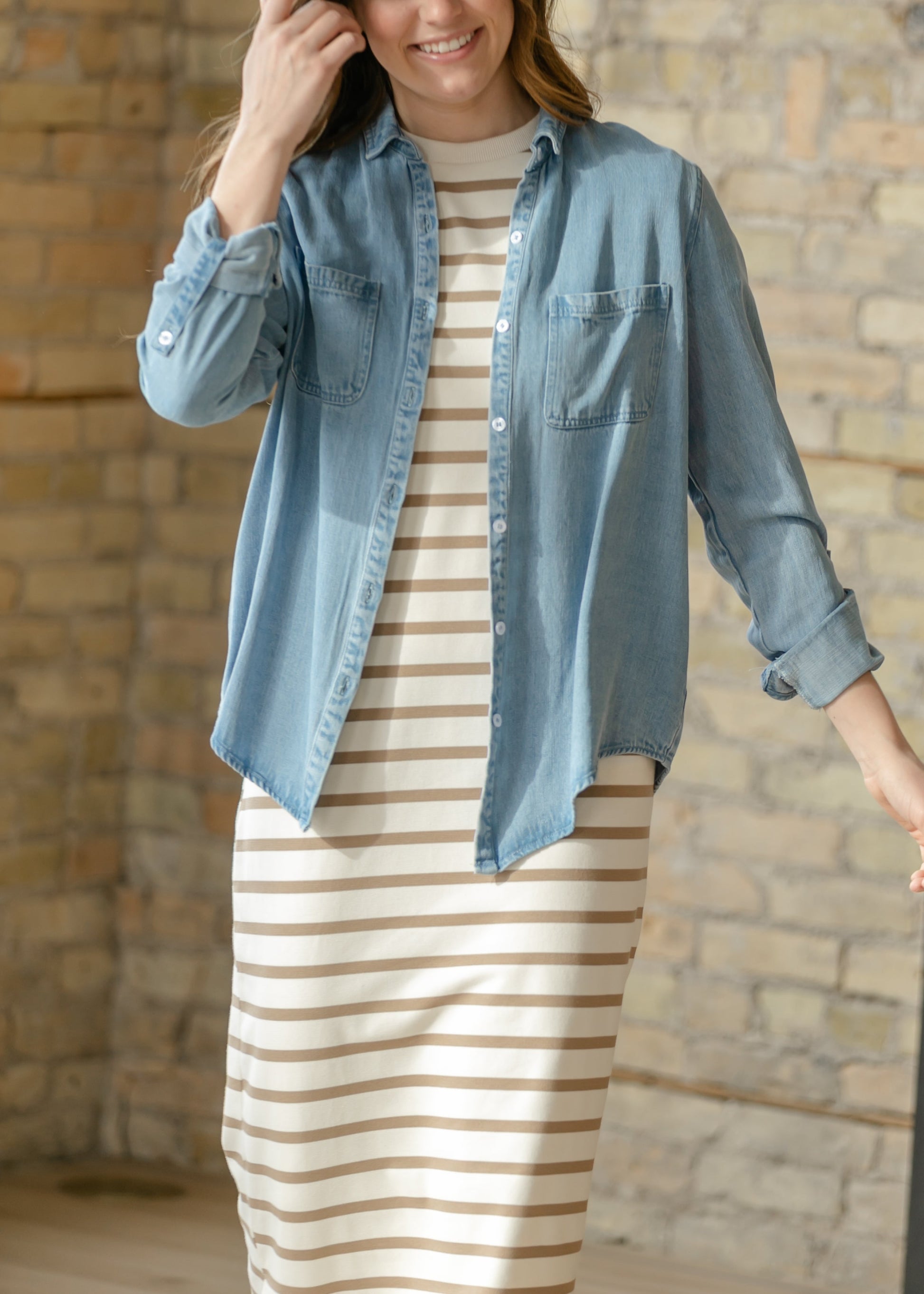 Rowan Chambray Button Down Top IC Tops