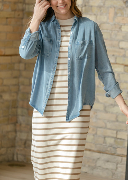 Rowan Chambray Button Down Top IC Tops