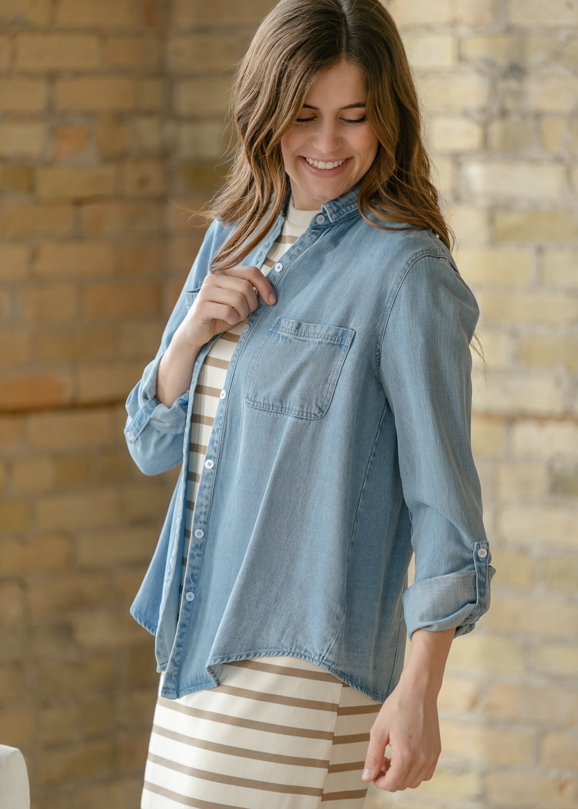 Rowan Chambray Button Down Top IC Tops