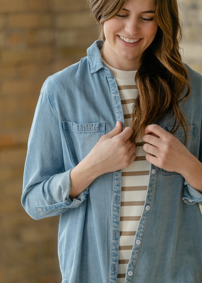Rowan Chambray Button Down Top IC Tops