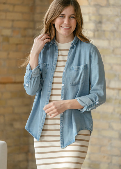 Rowan Chambray Button Down Top IC Tops