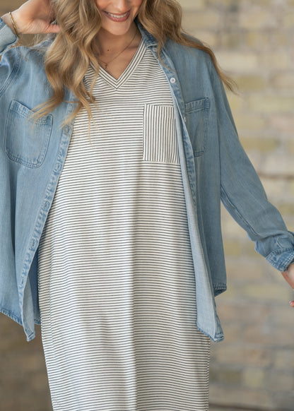 Rowan Light Wash Chambray Button Down Top IC Tops