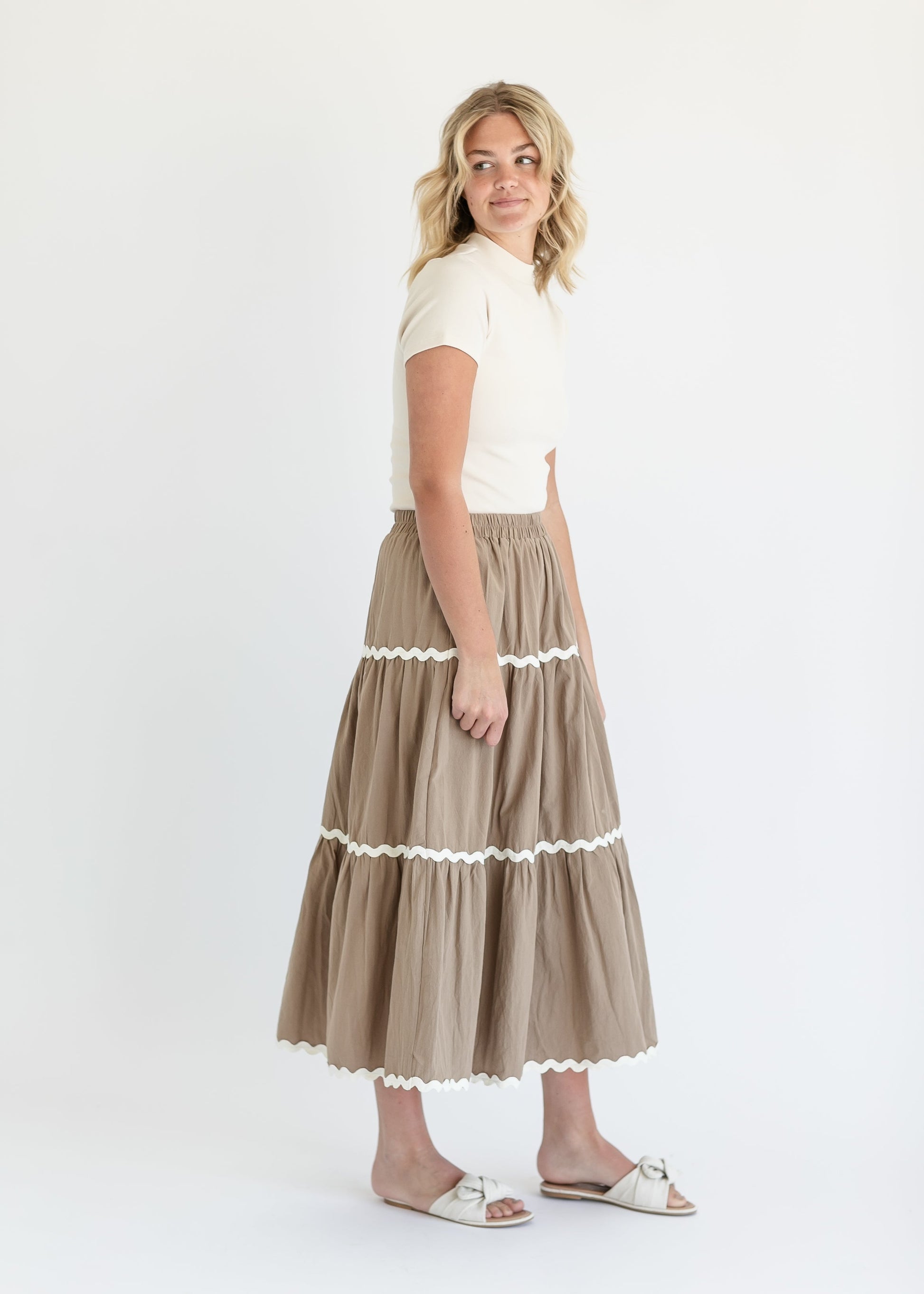 Rowan Trimmed Tiered Maxi Skirt FF Skirts