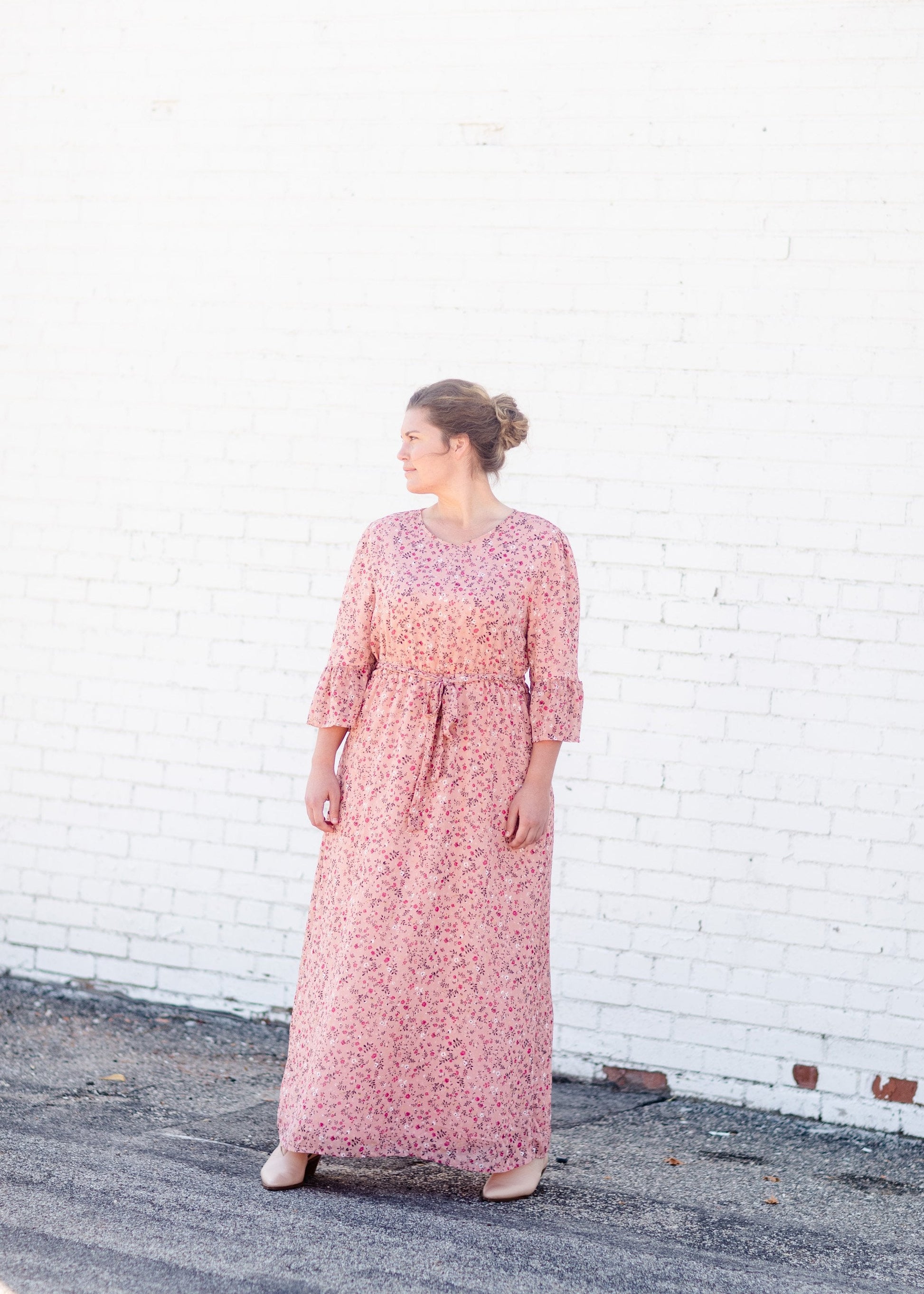 Ruby Blush Floral 3/4 Flounce Bell Sleeve Maxi Dress - FINAL SALE IC Dresses