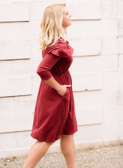 Ruffle Shoulder Midi Dress - FINAL SALE FF Dresses