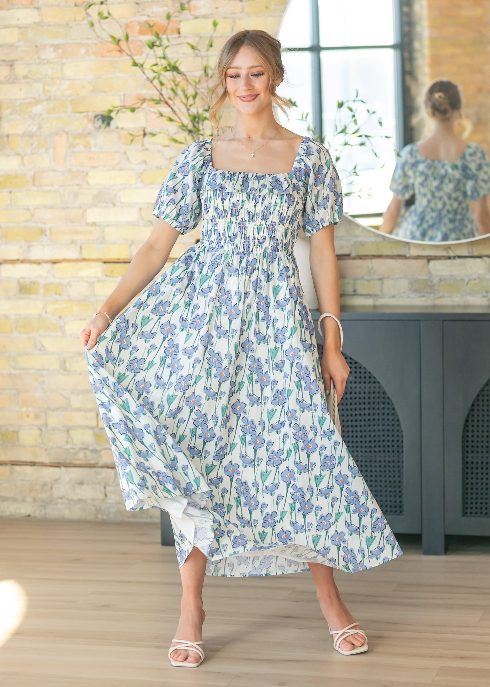 maxi square neck dress Ruffle Smocked A fitted design begins Size:Girl 4-5Y This Trader Joe's salad 4.4.25