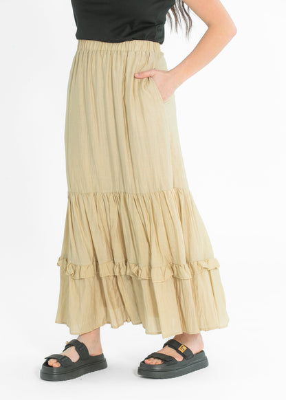 Ruffled Detail Midi Skirt FF Skirts