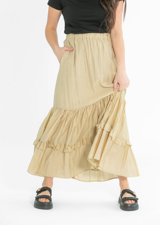 Ruffled Detail Midi Skirt FF Skirts