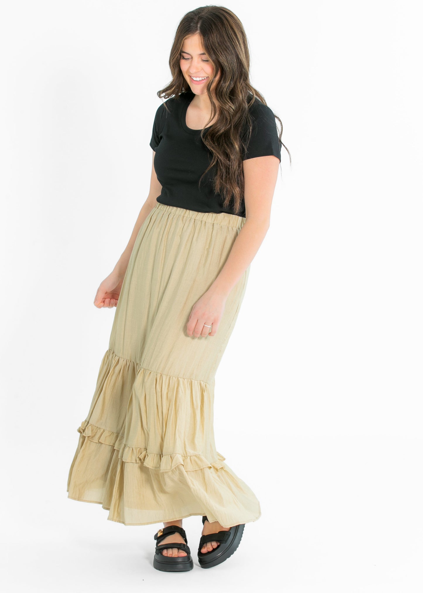 Ruffled Detail Midi Skirt FF Skirts