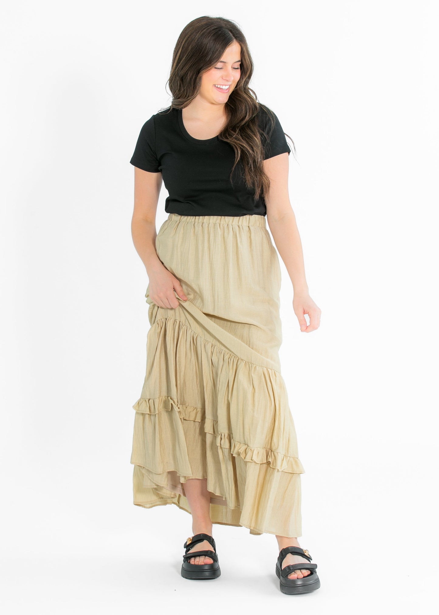 Ruffled Detail Midi Skirt FF Skirts
