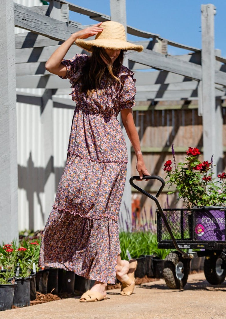 Ruffled Ditsy Floral Button Maxi Dress - FINAL SALE FF Dresses