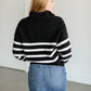 Russell Striped Quarter Zip Sweater FF Tops