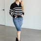 Russell Striped Quarter Zip Sweater FF Tops