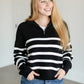 Russell Striped Quarter Zip Sweater FF Tops