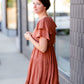 Rust Flutter Sleeve Midi Dress - FINAL SALE FF Dresses