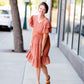 Rust Flutter Sleeve Midi Dress - FINAL SALE FF Dresses