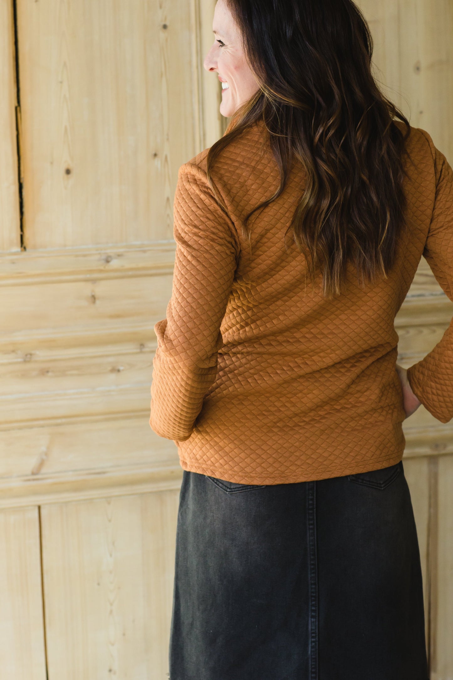 Rust Quilted Button Up Pullover - FINAL SALE FF Tops