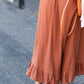 Rust Ruffle Hem Stretch Waist Midi Skirt Skirts