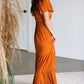 Rust Smocked Flutter Sleeve Floral Maxi Dress - FINAL SALE Dresses