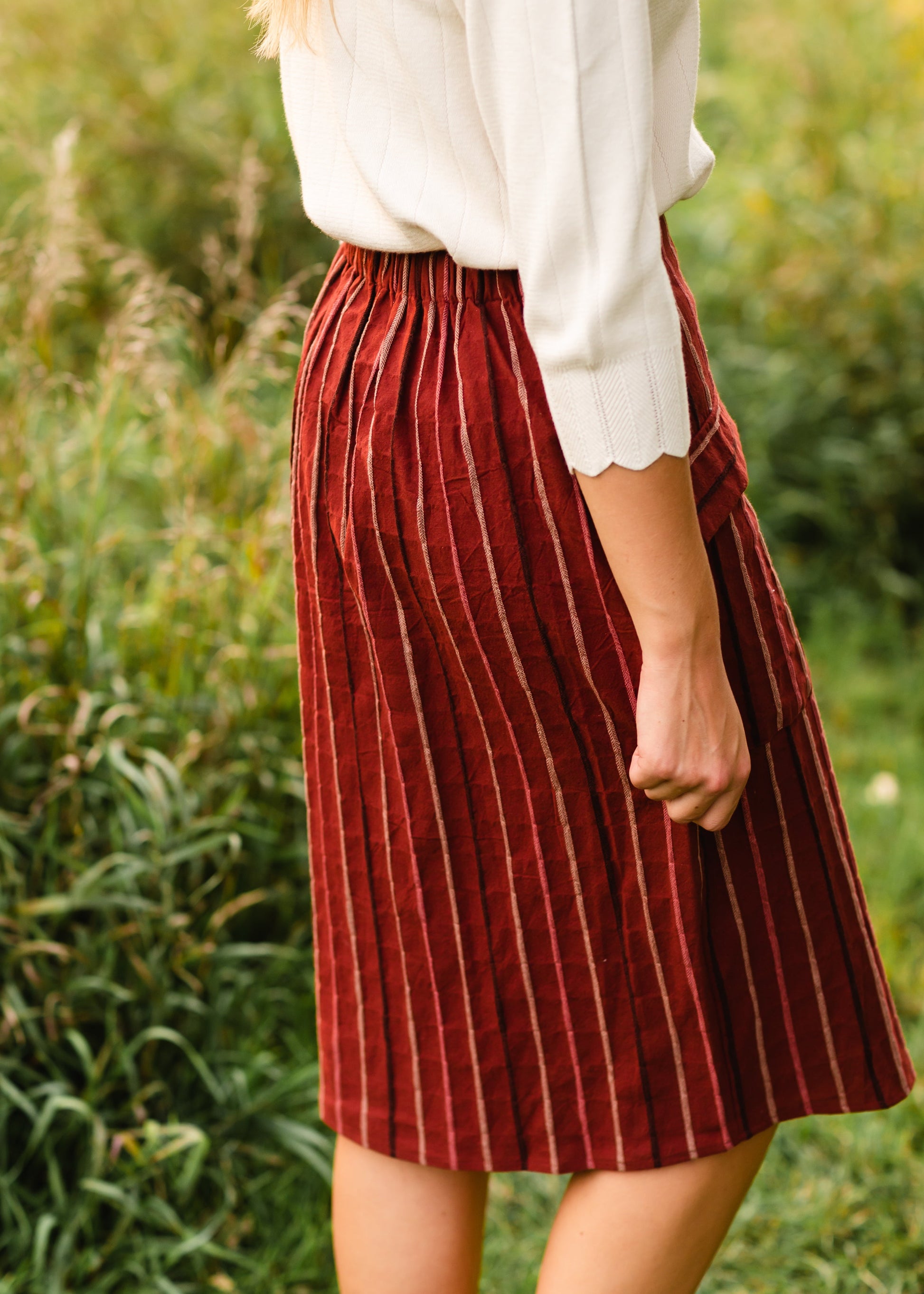 Rust Striped Midi Skirt - FINAL SALE Skirts