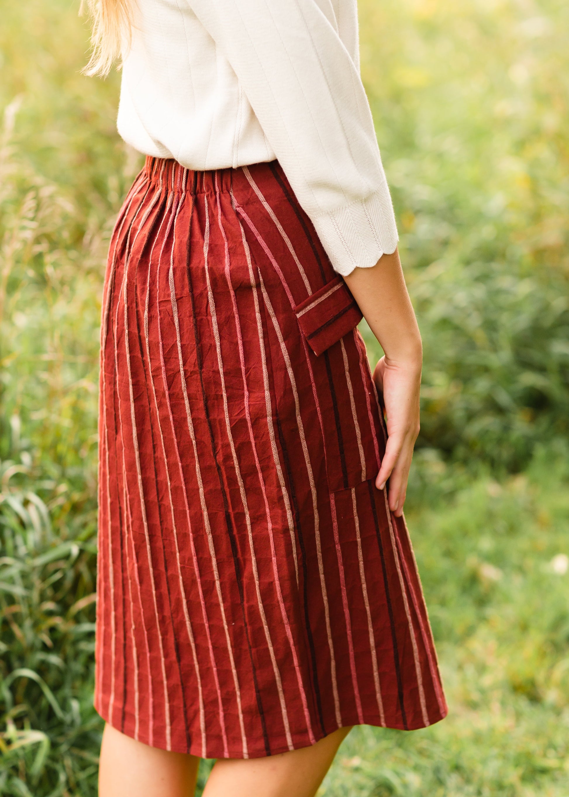 Rust Striped Midi Skirt - FINAL SALE Skirts
