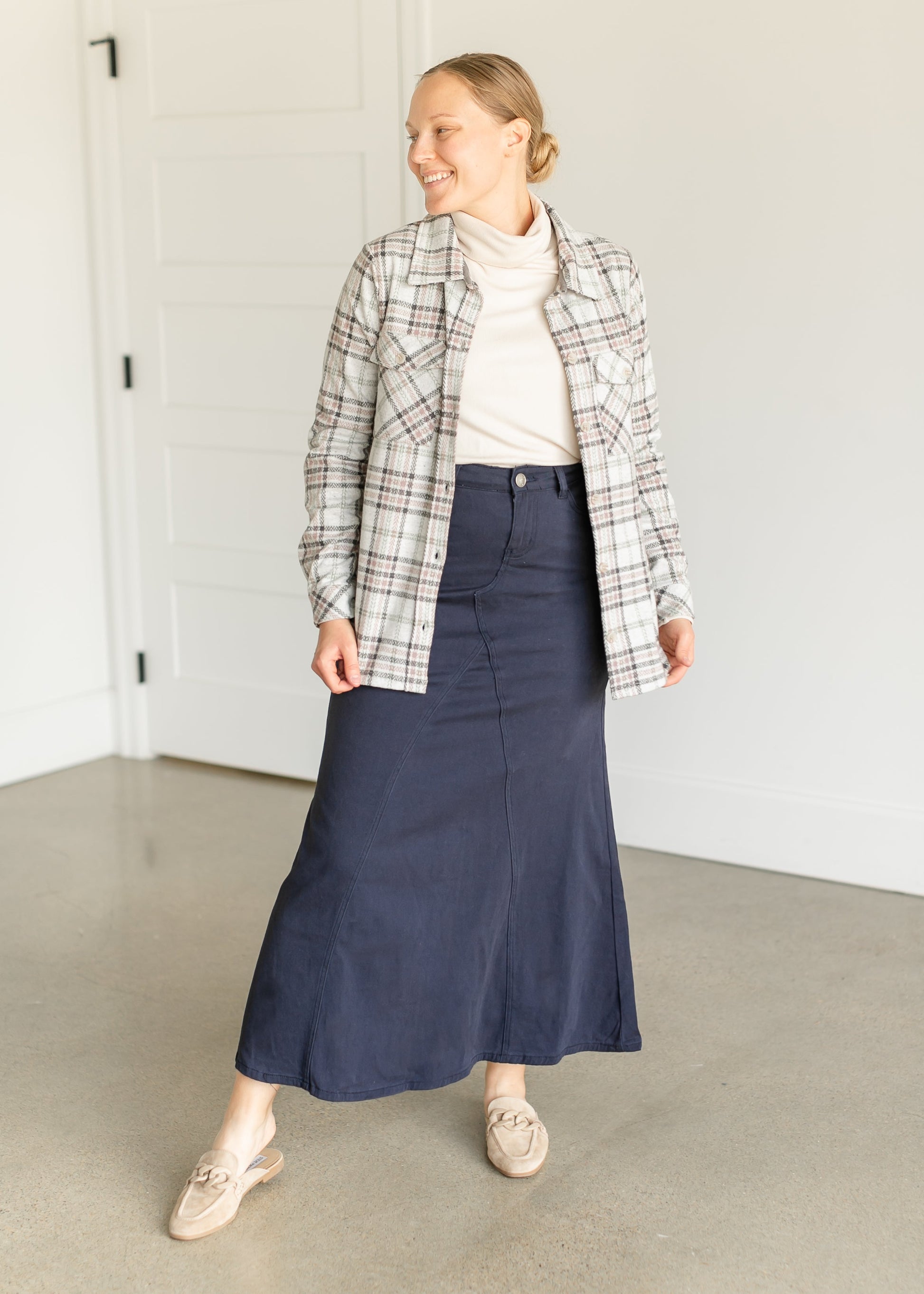Ruth A-Line Navy Maxi Skirt IC Skirts