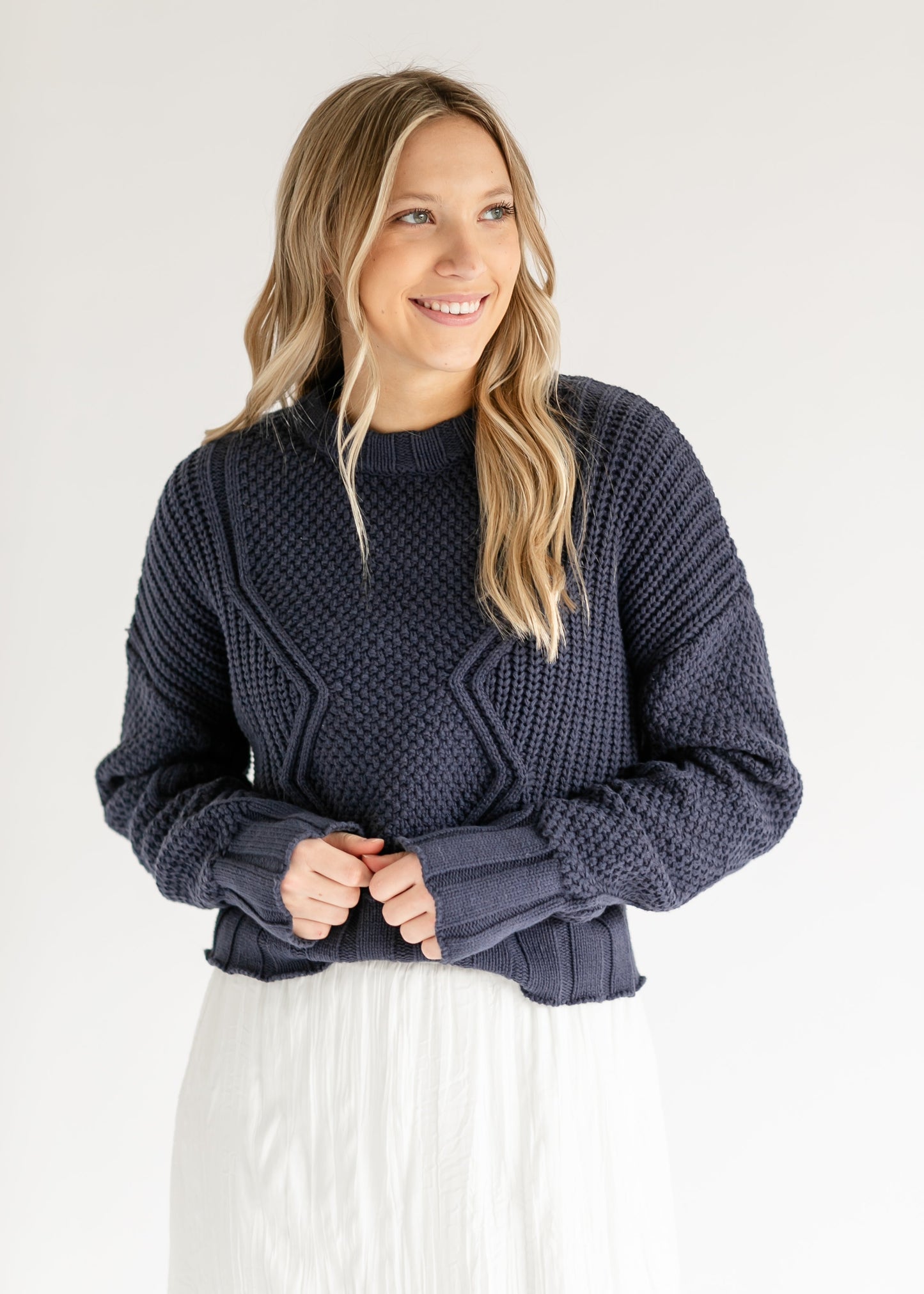 Sadie Cable Knit Sweater FF Tops
