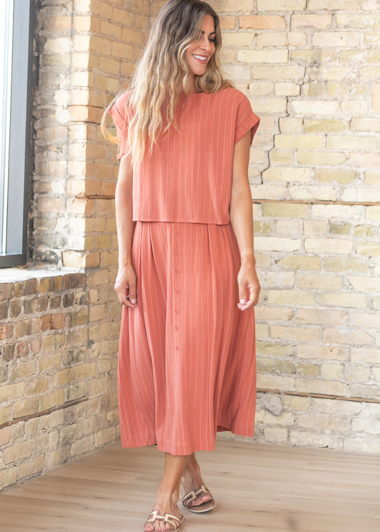 Sadie & Sage® Sugarloaf Striped Midi Skirt FF Skirts