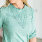 Sage Embroidered Detail Top - FINAL SALE Tops