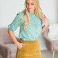 Sage Embroidered Detail Top - FINAL SALE Tops