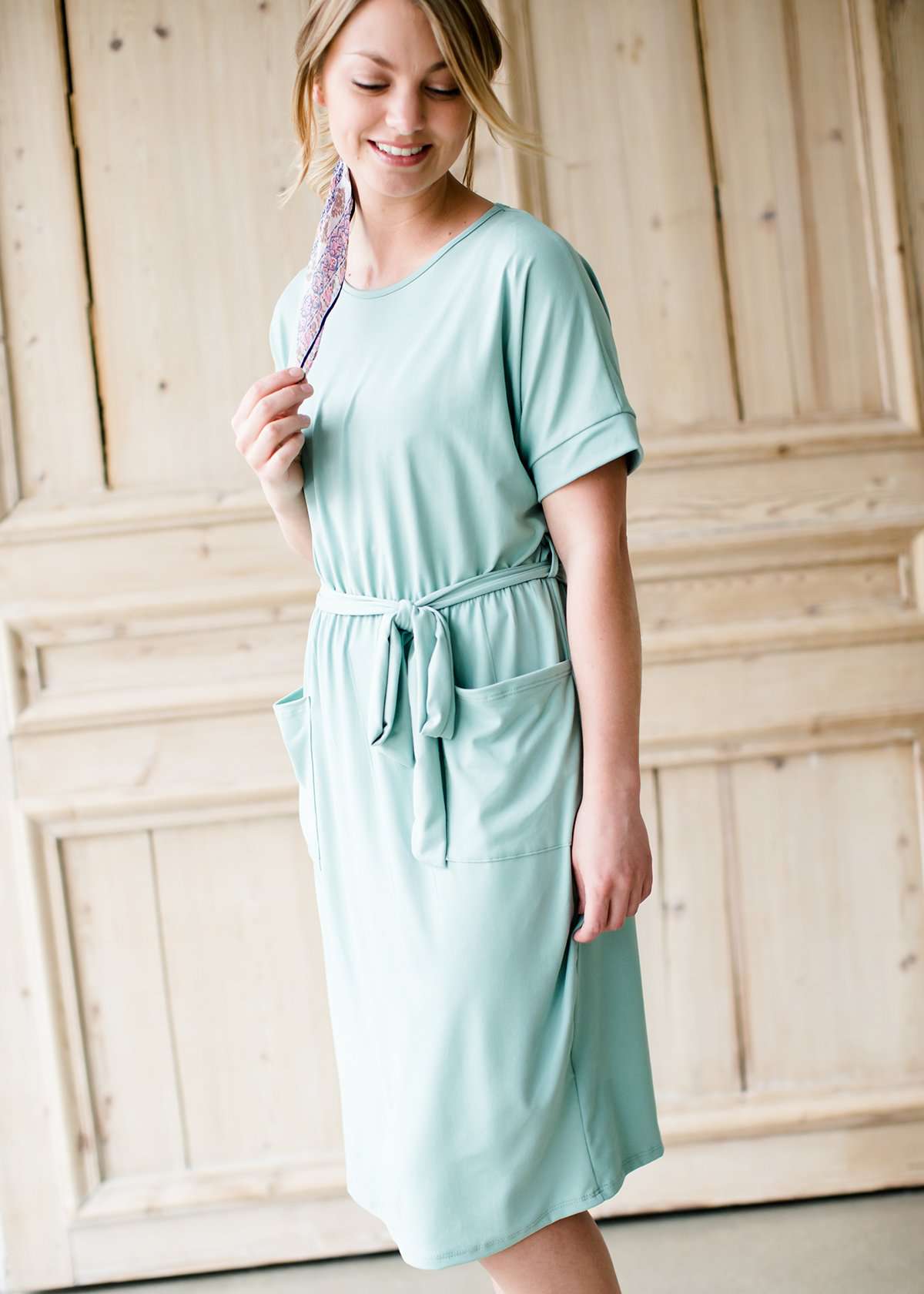 Sage Pocket and Sash Midi Dress - FINAL SALE Dresses