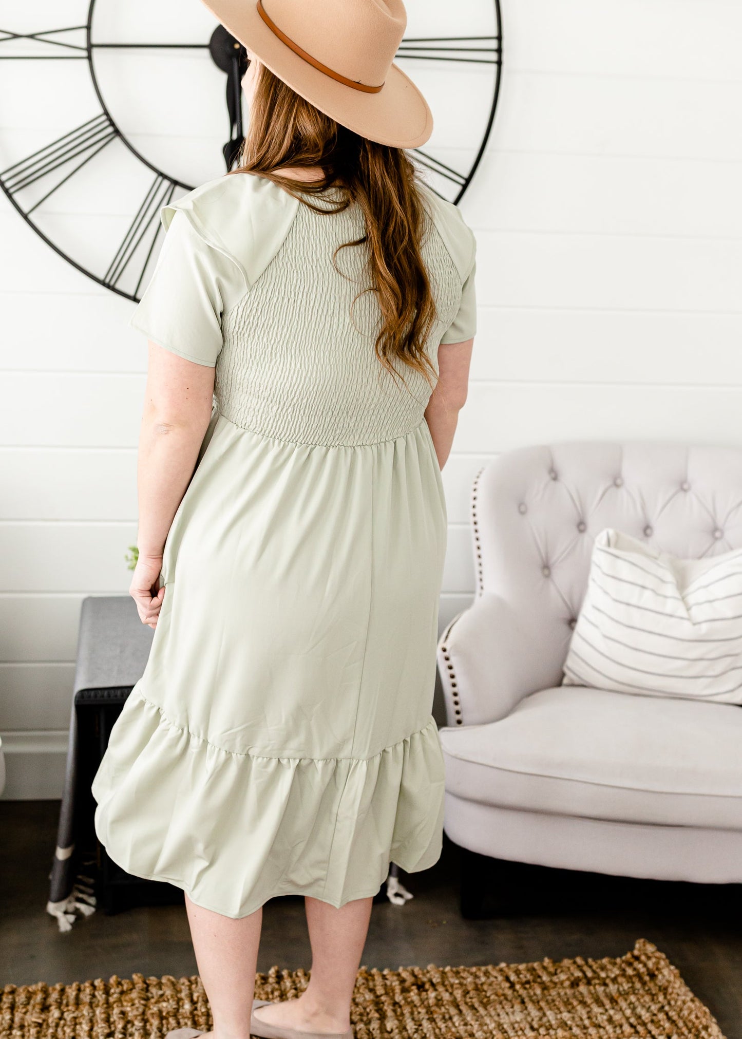 Sage Smocked Midi Dress - FINAL SALE Dresses