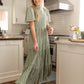 Sage Smocked Top Tiered Maxi Dress Dresses
