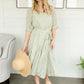 Sage Square Neck Tie Waist Midi Dress - FINAL SALE Dresses