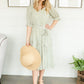 Sage Square Neck Tie Waist Midi Dress - FINAL SALE Dresses