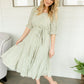 Sage Square Neck Tie Waist Midi Dress - FINAL SALE Dresses