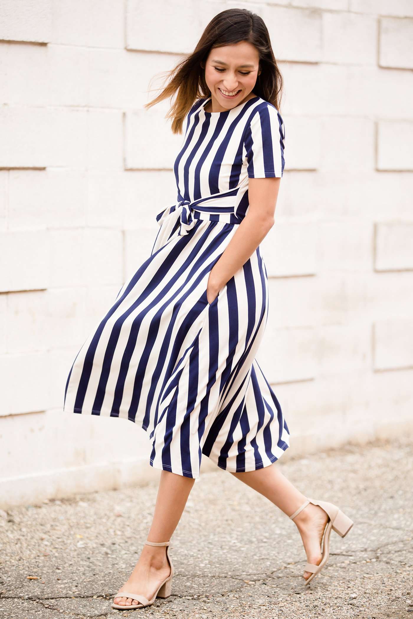 Sail Away Striped Midi Dress Dresses